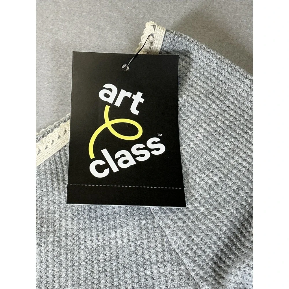 Art Class Girls XL 14 Outfit‎ Set Gray Waffle Knit Top Black Cargo Pants NWT